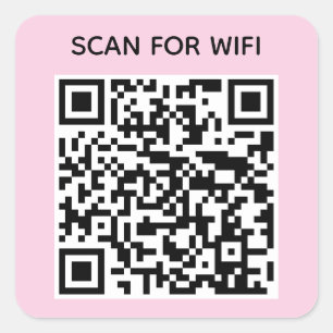 Pegatina Cuadrada Escanear para conectar el código QR Wifi Pink mode