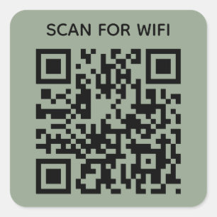 Pegatina Cuadrada Escanear para conectar el código QR Wifi Verde Sag
