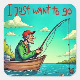 Pegatina Cuadrada Escape a la tranquilidad: El sueño de un pescador