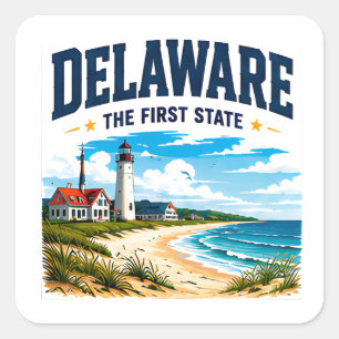 Pegatina Cuadrada Escape costero de Delaware Journey