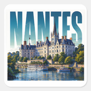 Pegatina Cuadrada Escape junto al río Loira en Nantes Francia