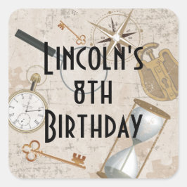 Pegatina Cuadrada Escape Room Scavenger Hunt Puzzle Personalizado