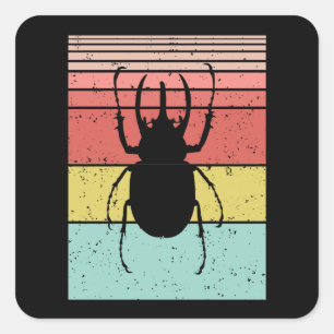 PEGATINA CUADRADA ESCARABAJO INSECTO VINTAGE