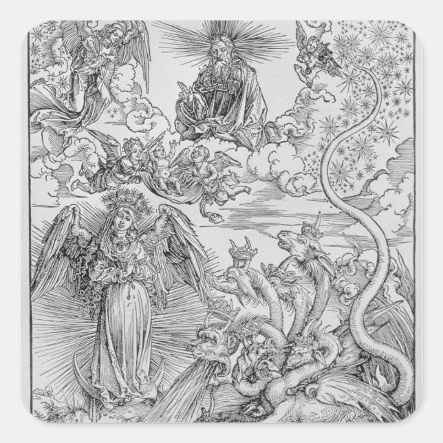 Pegatina Cuadrada Escena apocalíptica (Anverso)