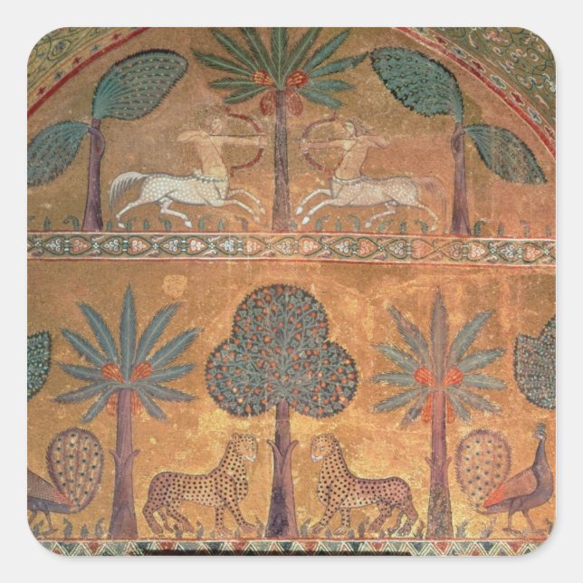 Pegatina Cuadrada Escena con siglos, de la habitación del rey Rugger (Anverso)