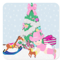 Escena de árbol navideño de bebé occidental