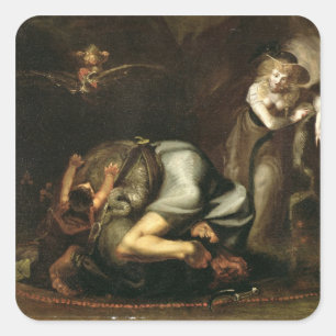 Pegatina Cuadrada Escena de brujas de 'La masca de las reinas' por B