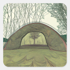 Pegatina Cuadrada Escena de camping tranquila y pacífica 