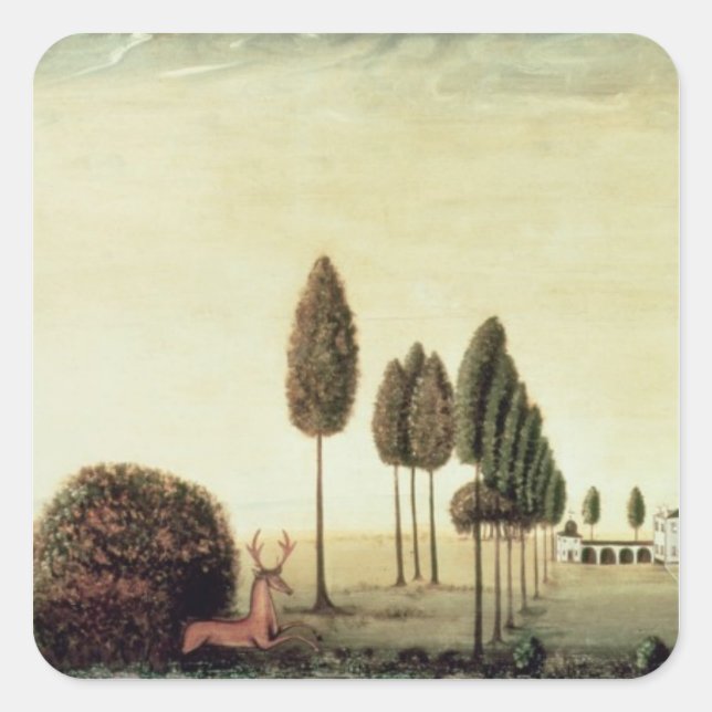 Pegatina Cuadrada Escena de caza 2 (Anverso)