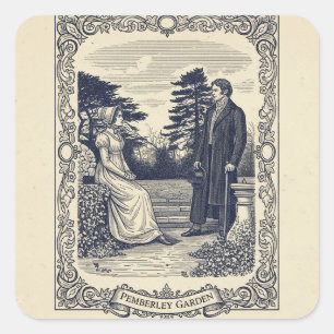 Pegatina Cuadrada Escena de Darcy y Elizabeth