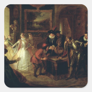 Pegatina Cuadrada Escena de Don Quijote de la Mancha