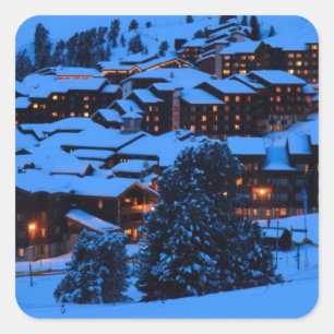 Pegatina Cuadrada Escena de invierno