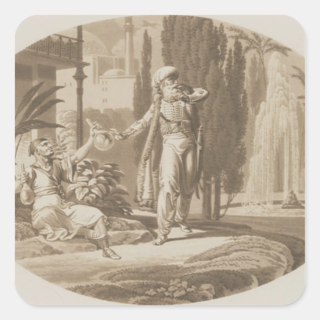 Pegatina Cuadrada Escena 'de la boda de Figaro (Anverso)
