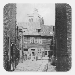 Pegatina Cuadrada Escena de la calle en el Victorian Londres