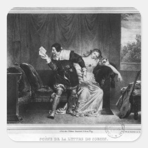 Pegatina Cuadrada Escena de la carta del primo