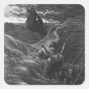 Pegatina Cuadrada Escena 'de la escarcha del Mariner antiguo