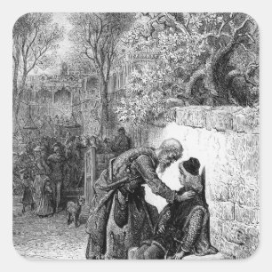 Pegatina Cuadrada Escena "de la escarcha del marino antiguo",