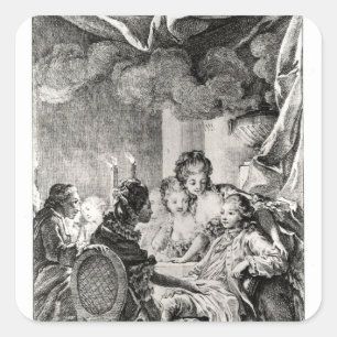 Pegatina Cuadrada Escena de 'L'Ingenu' por Voltaire