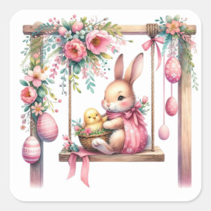 Pegatina Cuadrada Escena de Pascua