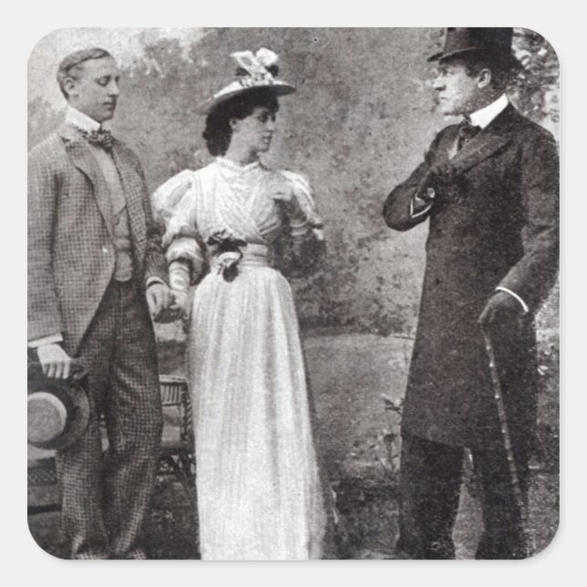 Pegatina Cuadrada Escena de una presentación de La importancia del b (Anverso)