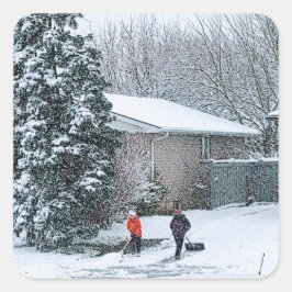 Pegatina Cuadrada Escena de vacaciones retro