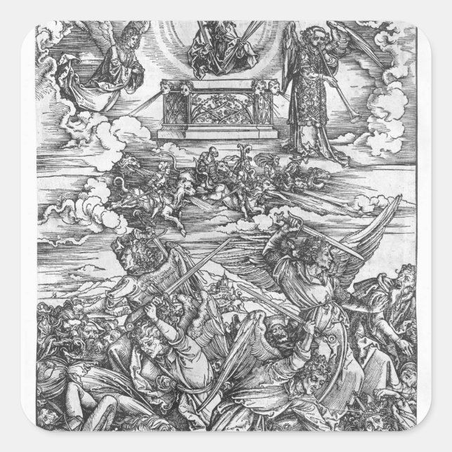 Pegatina Cuadrada Escena del Apocalipsis (Anverso)