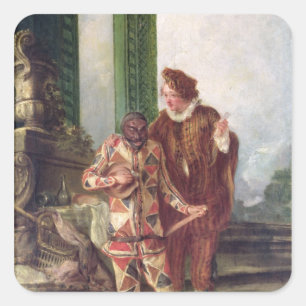Pegatina Cuadrada Escena del dell'Arte de Commedia