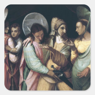 Pegatina Cuadrada Escena del dell'Arte de Commedia, c.1765