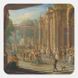 Pegatina Cuadrada Escena en una bola enmascarada