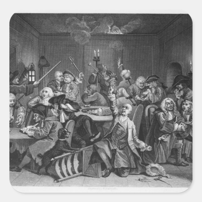 Pegatina Cuadrada Escena en una casa de juegos (Anverso)