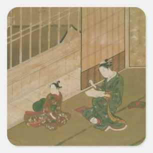 Pegatina Cuadrada Escena interior, c.1730
