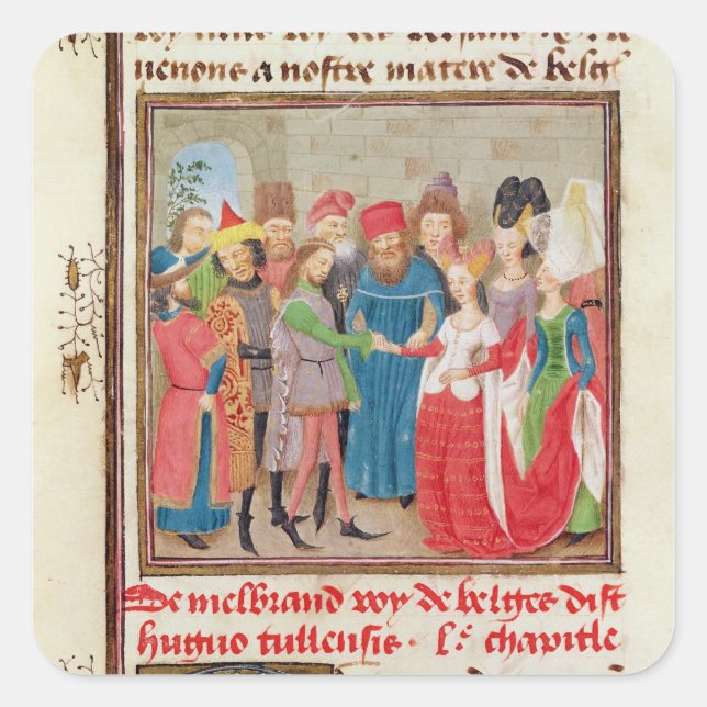 Pegatina Cuadrada Escena matrimonial (Anverso)