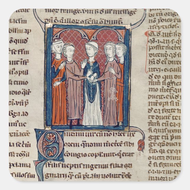 Pegatina Cuadrada Escena matrimonial, de 'Decrets de Gratien' (Anverso)