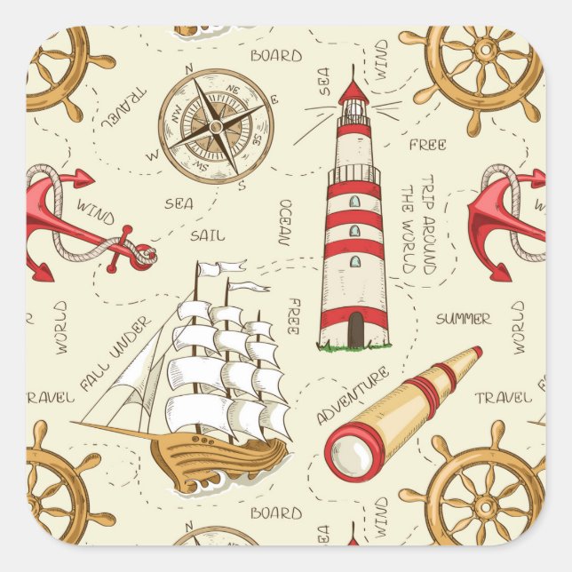 Pegatina Cuadrada Escena oceánica (Anverso)