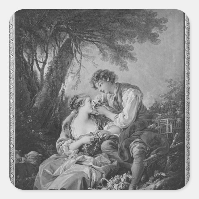 Pegatina Cuadrada Escena pastoral (Anverso)