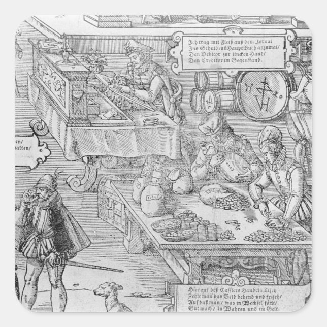 Pegatina Cuadrada Escenario bancario (Anverso)