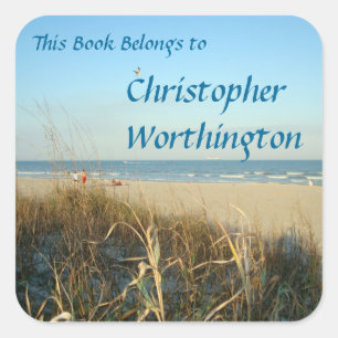 Pegatina Cuadrada Escenario de la playa de primavera n.º 3