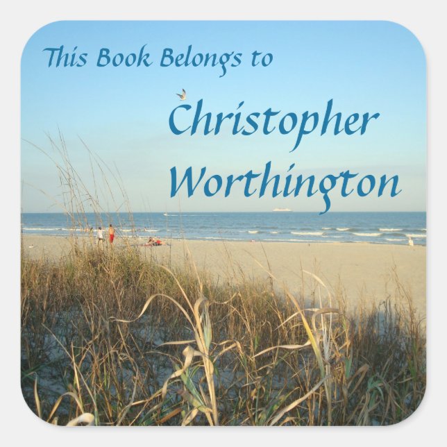 Pegatina Cuadrada Escenario de la playa de primavera n.º 3 (Anverso)