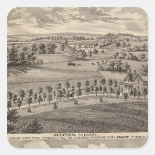 Pegatina Cuadrada Escenario de Minnesota en el Valle del Río Muerto