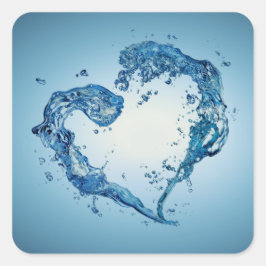 Pegatina Cuadrada Escenas De Agua En Forma De Corazón
