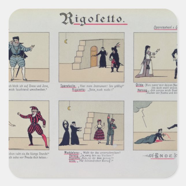 Pegatina Cuadrada Escenas de la ópera "Rigoletto" (Anverso)