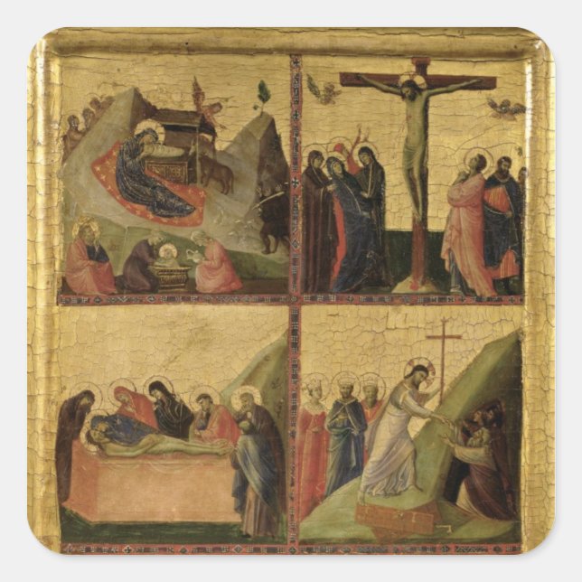 Pegatina Cuadrada Escenas de la pasión (panel) (Anverso)