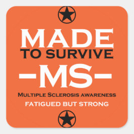 Pegatina Cuadrada esclerosis múltiple Sobreviviente Apoyo Conciencia