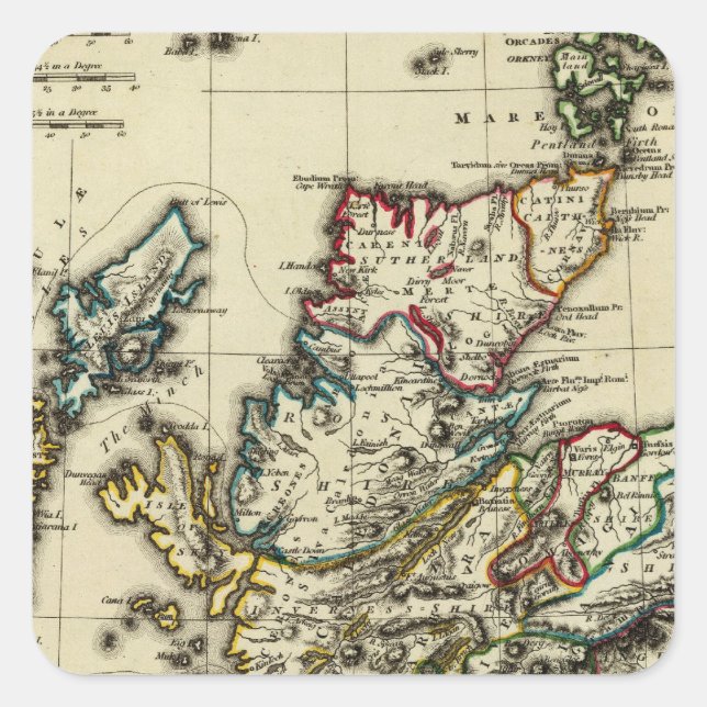 Pegatina Cuadrada Escocia antigua, moderna (Anverso)