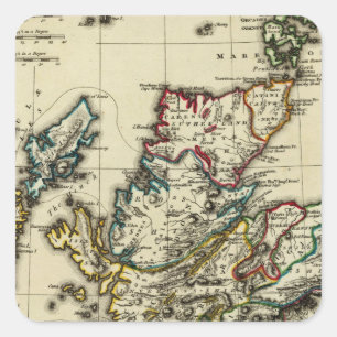 Pegatina Cuadrada Escocia antigua, moderno