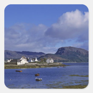 Pegatina Cuadrada Escocia, Highland, Wester Ross, Plockton.