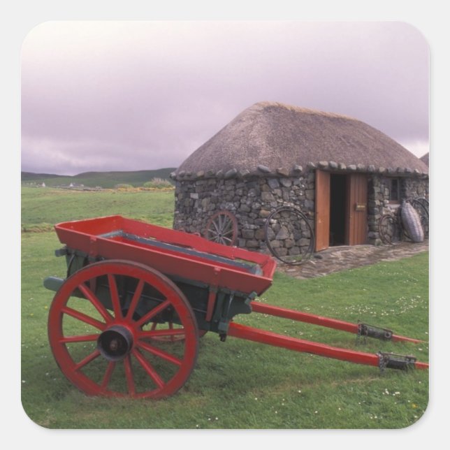 Pegatina Cuadrada Escocia, Isla de Skye, Kilmuir. Paisaje rural (Anverso)