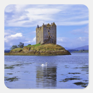 Pegatina Cuadrada Escocia, Tierras Altas, Wester Ross, Loch Linnhe. 