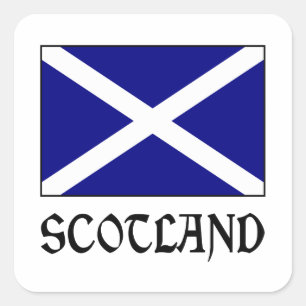 Pegatina Cuadrada Escocia y bandera escocesa