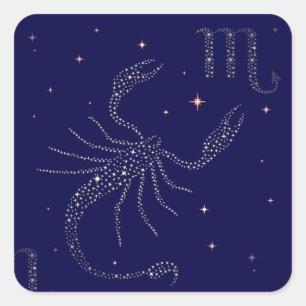 Pegatina Cuadrada escorpión de estrellas